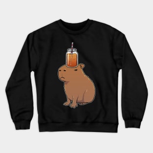 Capybara with Iced Tea on its head Crewneck Sweatshirt